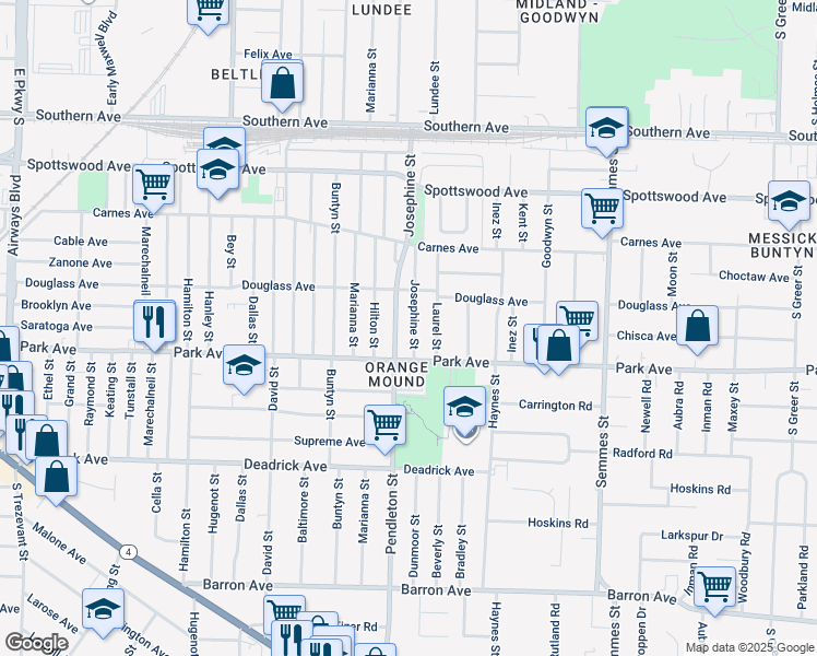 map of restaurants, bars, coffee shops, grocery stores, and more near 839 Laurel Street in Memphis