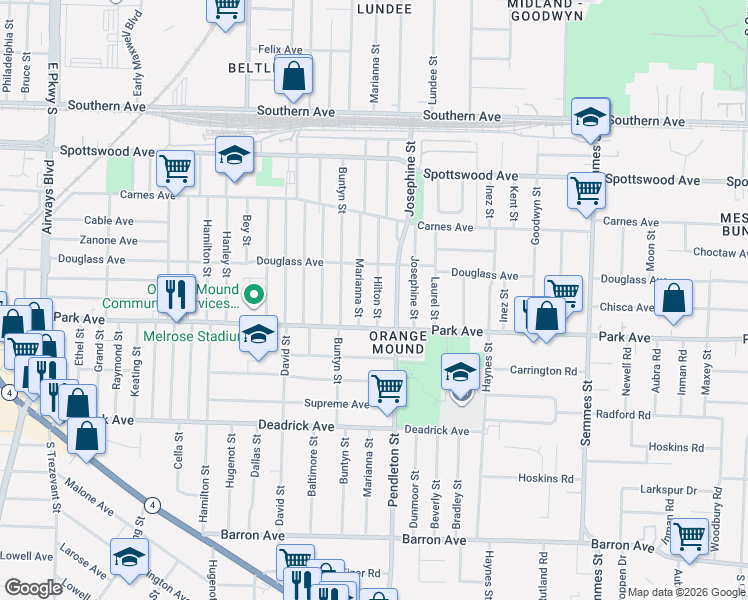 map of restaurants, bars, coffee shops, grocery stores, and more near 845 Pendleton Street in Memphis