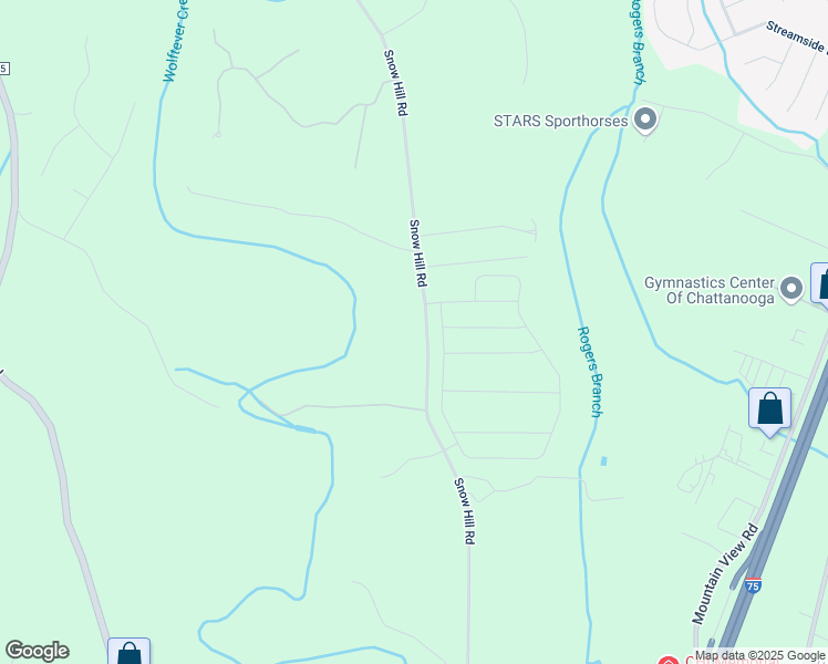 map of restaurants, bars, coffee shops, grocery stores, and more near 6529 State Route 2207 in Ooltewah