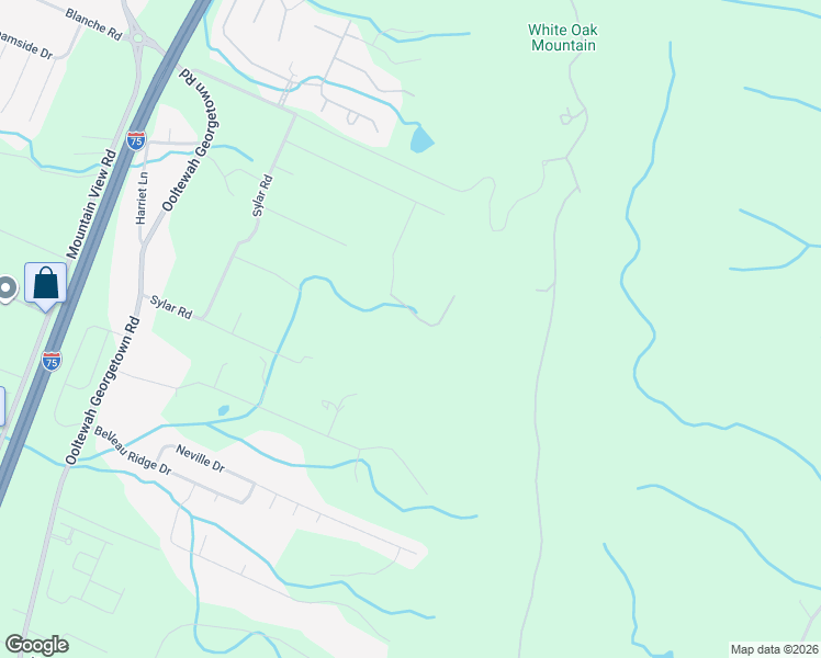 map of restaurants, bars, coffee shops, grocery stores, and more near 7035 Forest Spring Lane in Ooltewah