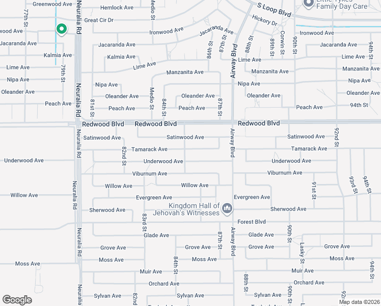 map of restaurants, bars, coffee shops, grocery stores, and more near 8500 Tamarack Avenue in California City