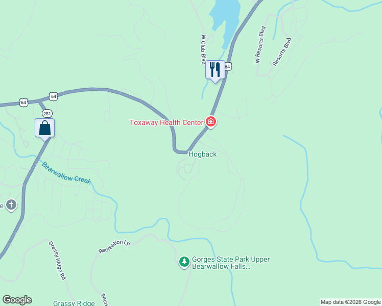 map of restaurants, bars, coffee shops, grocery stores, and more near 803 Toxaway Vws in Lake Toxaway