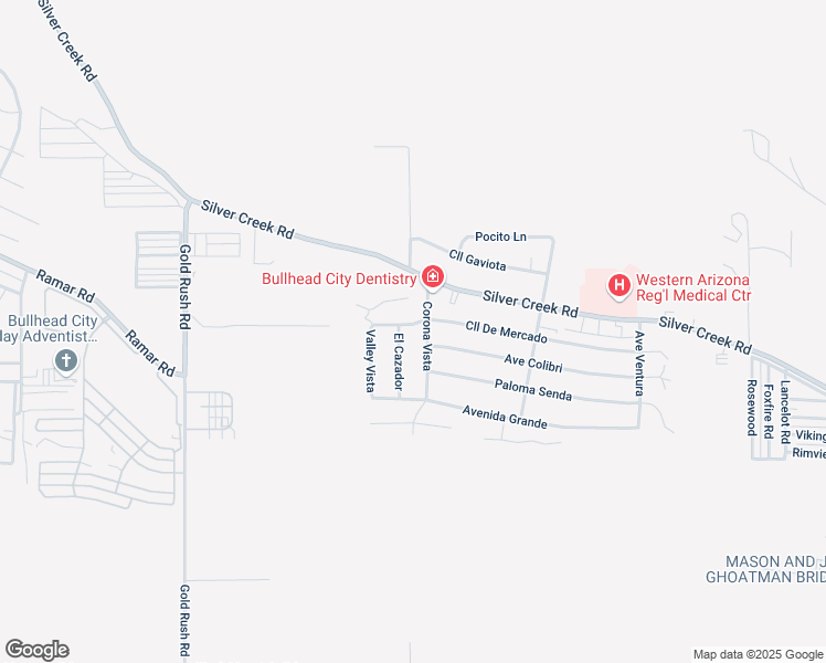 map of restaurants, bars, coffee shops, grocery stores, and more near 2596 Calle De Mercado in Bullhead City