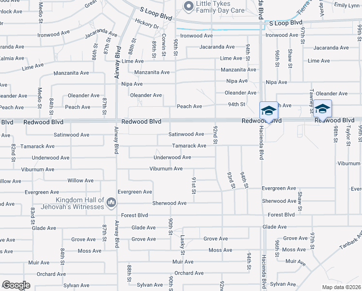 map of restaurants, bars, coffee shops, grocery stores, and more near Lasky Street in California City