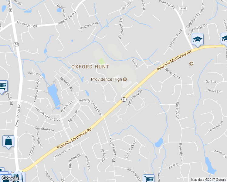 map of restaurants, bars, coffee shops, grocery stores, and more near 8026 Providence Court Lane in Charlotte