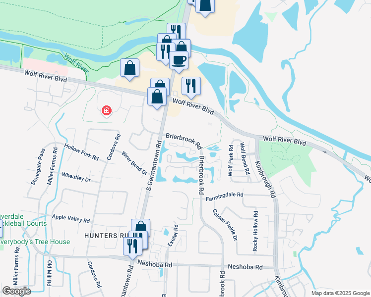 map of restaurants, bars, coffee shops, grocery stores, and more near 7875 Grove Court East in Germantown