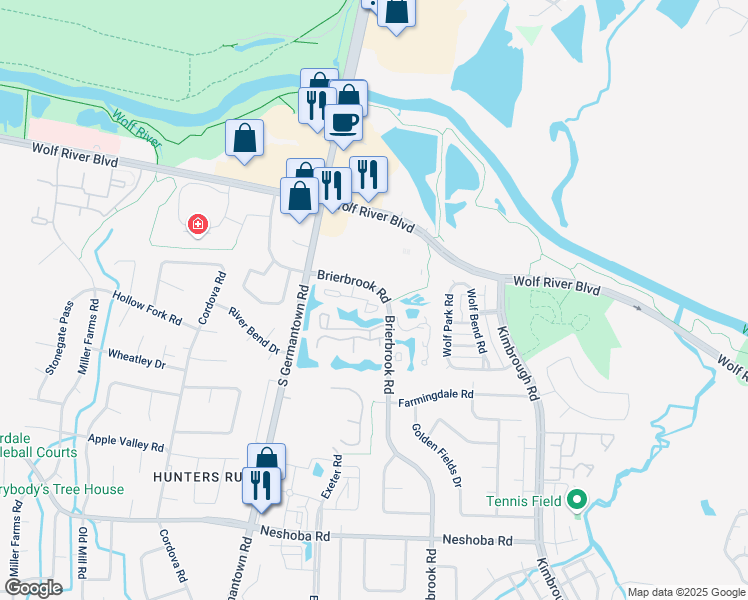 map of restaurants, bars, coffee shops, grocery stores, and more near 7890 Grove Court East in Germantown