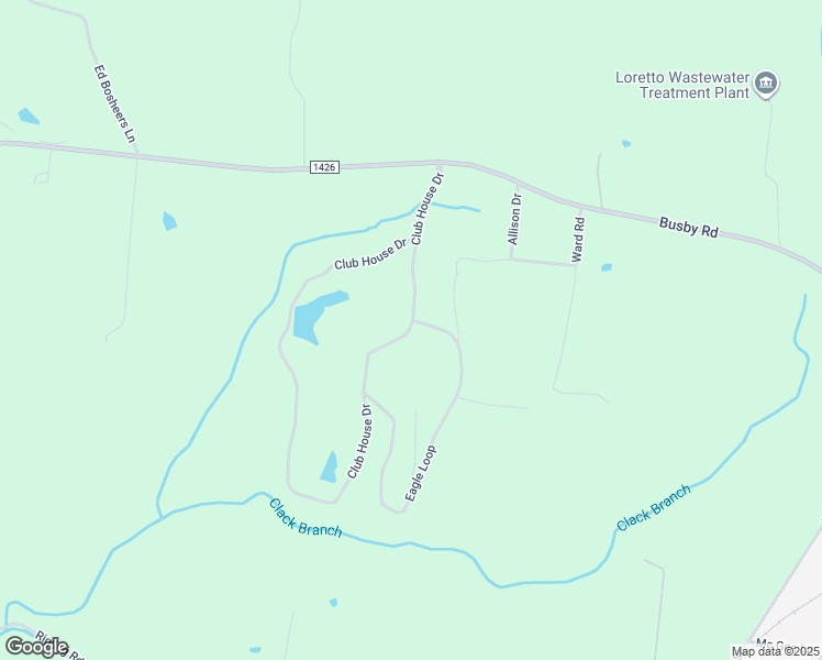 map of restaurants, bars, coffee shops, grocery stores, and more near 141 Club House Drive in Loretto