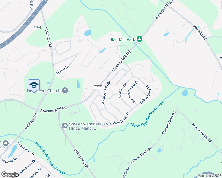 map of restaurants, bars, coffee shops, grocery stores, and more near 1108 Tranquil Falls Lane in Stallings