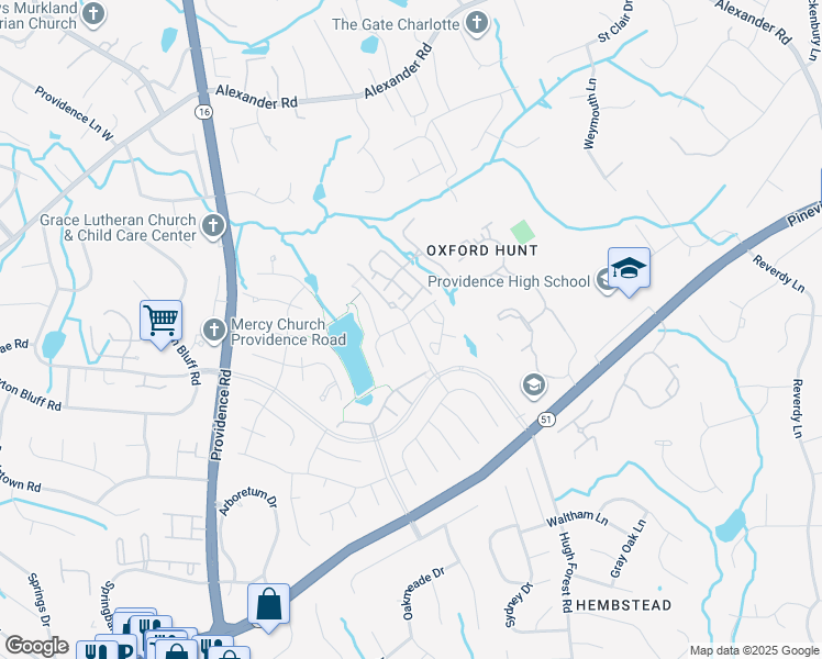 map of restaurants, bars, coffee shops, grocery stores, and more near in Charlotte