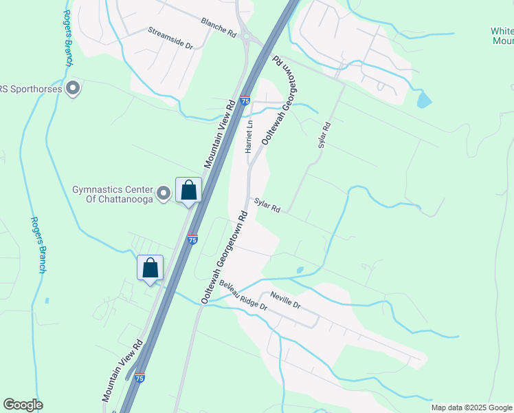 map of restaurants, bars, coffee shops, grocery stores, and more near 6900 Ooltewah Georgetown Road in Ooltewah