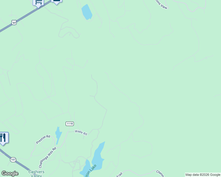 map of restaurants, bars, coffee shops, grocery stores, and more near 668 Wade Road in Cashiers