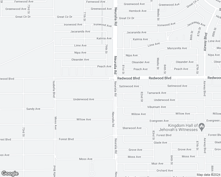 map of restaurants, bars, coffee shops, grocery stores, and more near 19901 Neuralia Road in California City