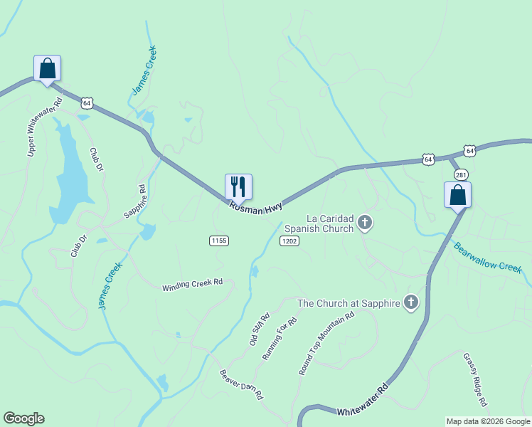 map of restaurants, bars, coffee shops, grocery stores, and more near 16 Sapphire Springs Road in Sapphire