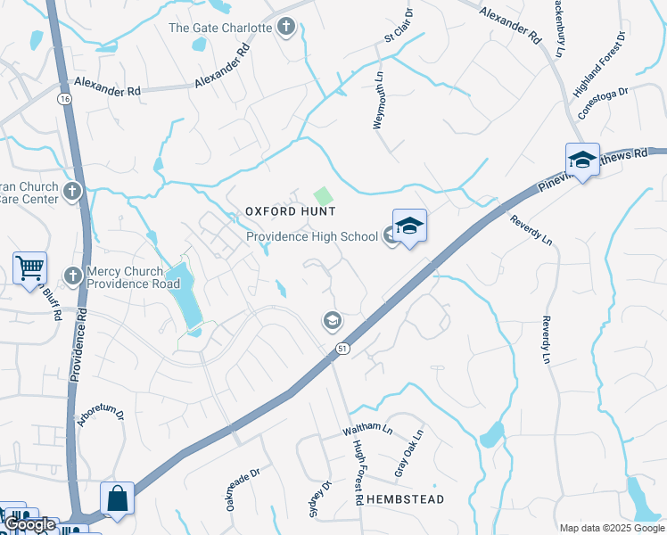 map of restaurants, bars, coffee shops, grocery stores, and more near 8110 Providence Court Lane in Charlotte