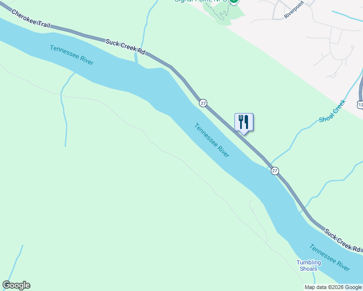 map of restaurants, bars, coffee shops, grocery stores, and more near 2616 Cash Canyon Road in Chattanooga