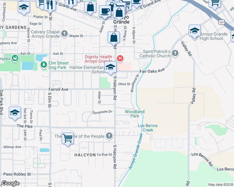map of restaurants, bars, coffee shops, grocery stores, and more near 884 Farroll Avenue in Grover Beach