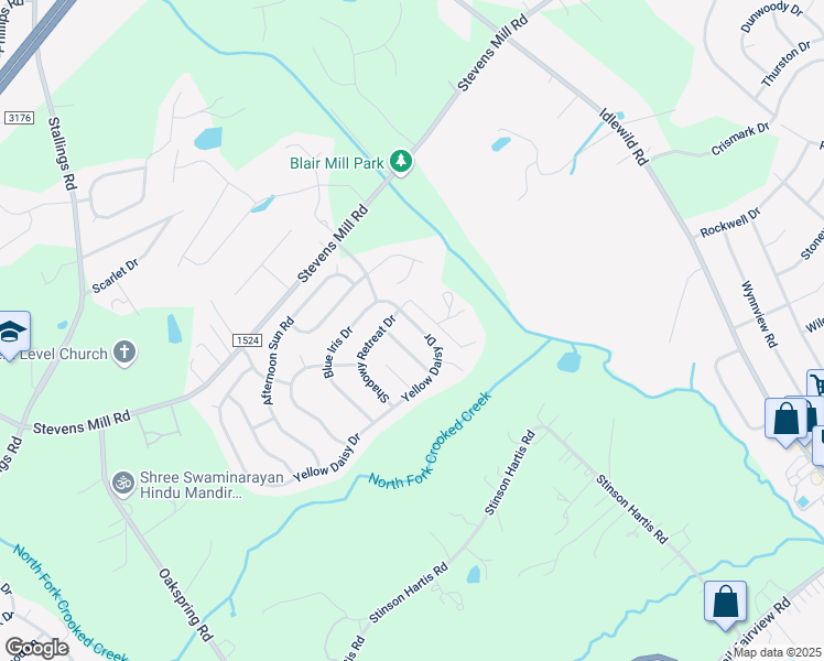 map of restaurants, bars, coffee shops, grocery stores, and more near 1017 Yellow Daisy Drive in Stallings