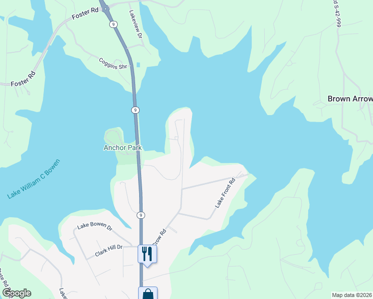 map of restaurants, bars, coffee shops, grocery stores, and more near 340 Crow Road in Inman