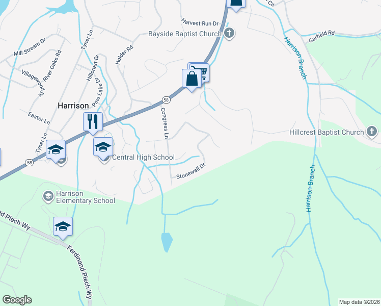 map of restaurants, bars, coffee shops, grocery stores, and more near 6968 Vicksburg Dr in Harrison