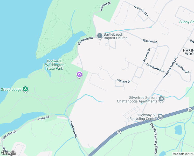 map of restaurants, bars, coffee shops, grocery stores, and more near 5500 Blue Oak Drive in Chattanooga
