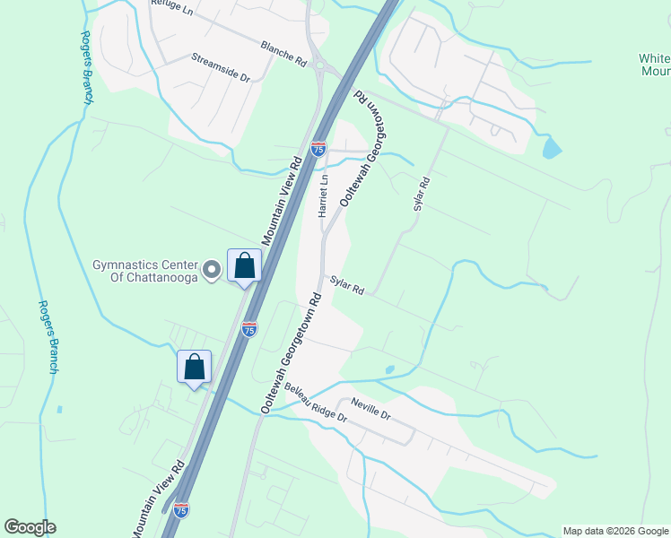 map of restaurants, bars, coffee shops, grocery stores, and more near 6900 Ooltewah Georgetown Road in Ooltewah