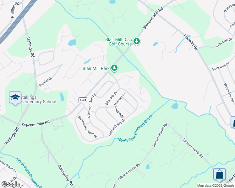map of restaurants, bars, coffee shops, grocery stores, and more near 3012 Shadowy Retreat Drive in Matthews