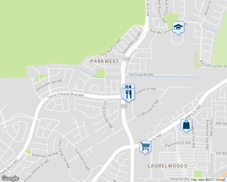 map of restaurants, bars, coffee shops, grocery stores, and more near 2200 Brookstone Drive Northwest in Albuquerque