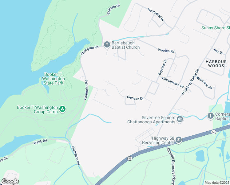 map of restaurants, bars, coffee shops, grocery stores, and more near 8622 Glenaire Drive in Chattanooga