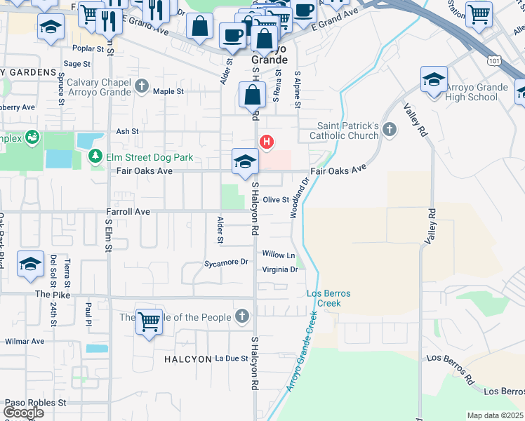 map of restaurants, bars, coffee shops, grocery stores, and more near 884 Farroll Avenue in Grover Beach