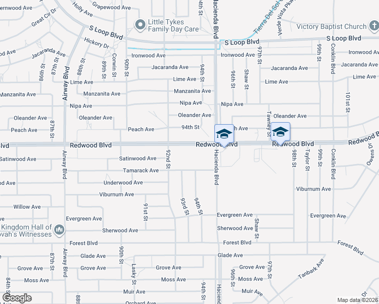 map of restaurants, bars, coffee shops, grocery stores, and more near 8401 California City Boulevard in California City
