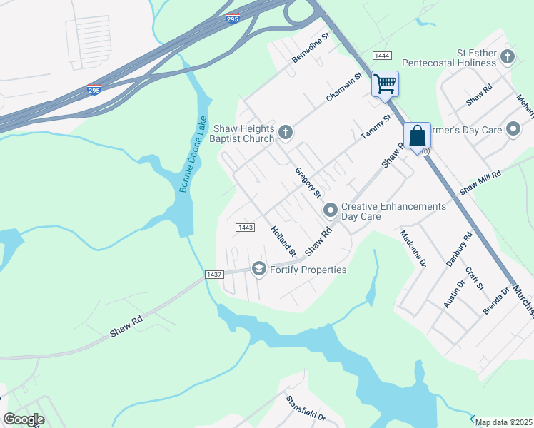 map of restaurants, bars, coffee shops, grocery stores, and more near 5700-5798 Holland Street in Fayetteville