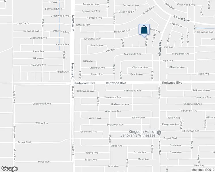 map of restaurants, bars, coffee shops, grocery stores, and more near 8300 Redwood Boulevard in California City