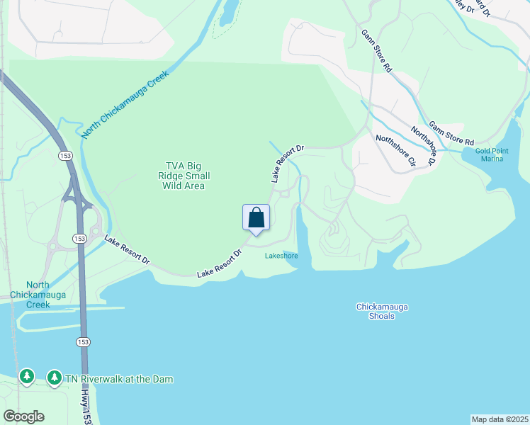 map of restaurants, bars, coffee shops, grocery stores, and more near 5623 Lake Resort Drive in Chattanooga