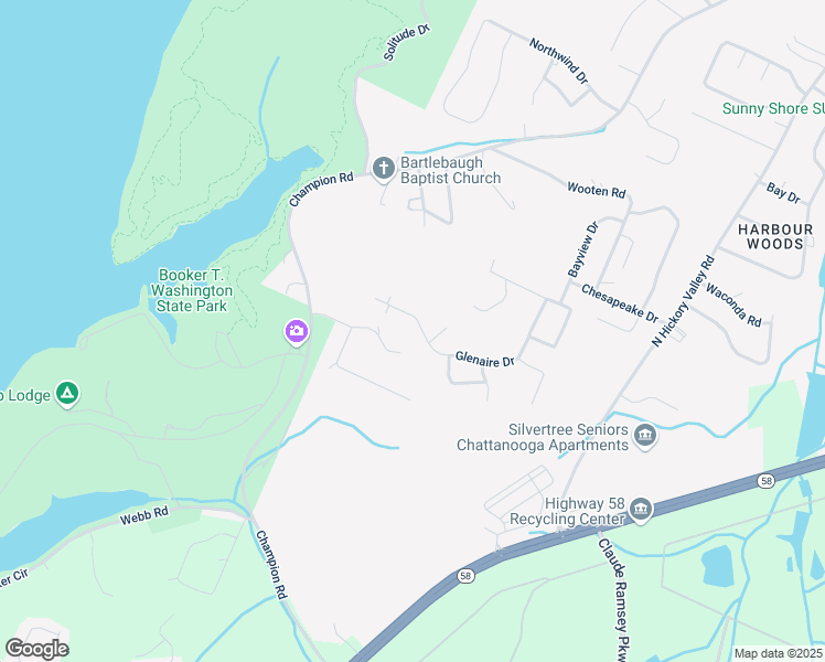 map of restaurants, bars, coffee shops, grocery stores, and more near 8622 Glenaire Drive in Chattanooga