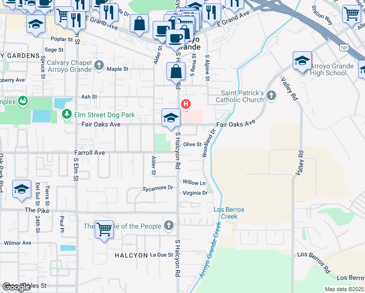 map of restaurants, bars, coffee shops, grocery stores, and more near 884 Farroll Avenue in Grover Beach