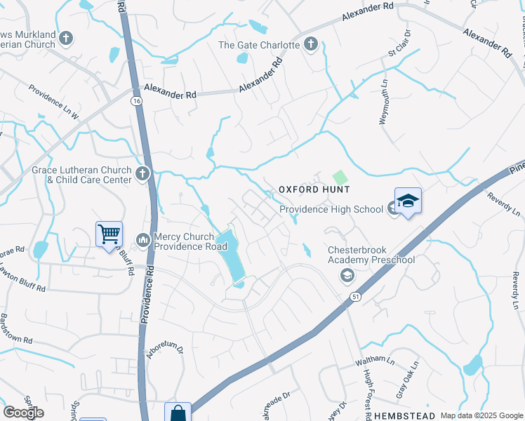 map of restaurants, bars, coffee shops, grocery stores, and more near 8236 Gossomer Bay Drive in Charlotte