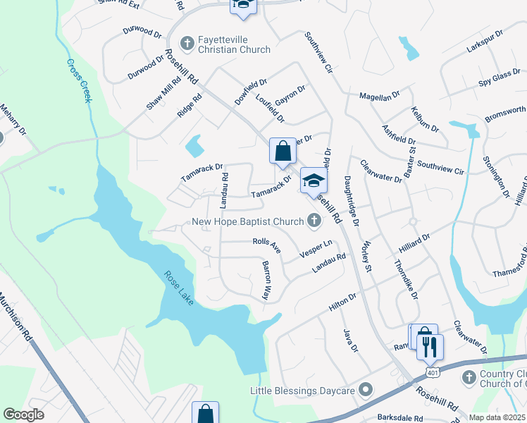 map of restaurants, bars, coffee shops, grocery stores, and more near 711 Hedgelawn Way in Fayetteville