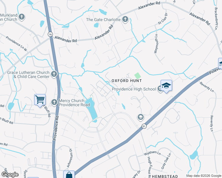 map of restaurants, bars, coffee shops, grocery stores, and more near 6708 Rothchild Drive in Charlotte