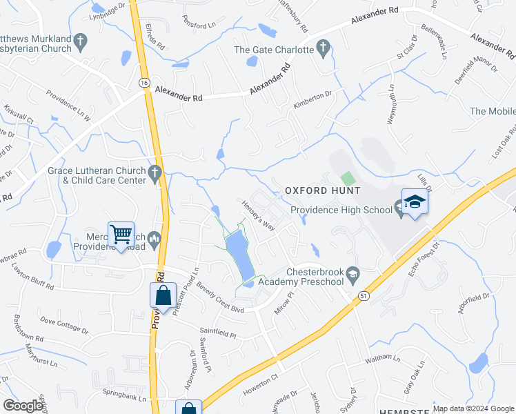 map of restaurants, bars, coffee shops, grocery stores, and more near 7010 Beverly Springs Drive in Charlotte