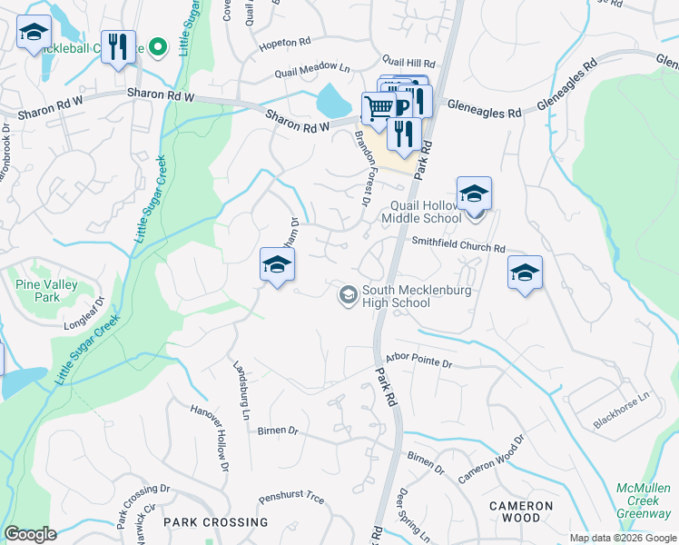 map of restaurants, bars, coffee shops, grocery stores, and more near in Charlotte