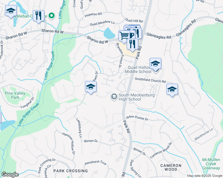 map of restaurants, bars, coffee shops, grocery stores, and more near in Charlotte