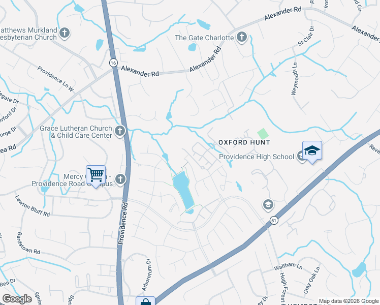 map of restaurants, bars, coffee shops, grocery stores, and more near 7099 Hensey's Way in Charlotte