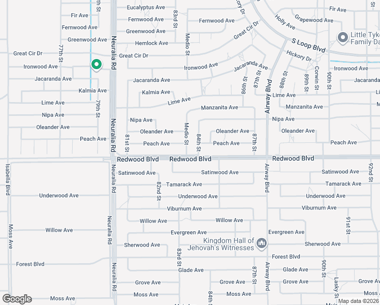 map of restaurants, bars, coffee shops, grocery stores, and more near 20024 Medio Street in California City