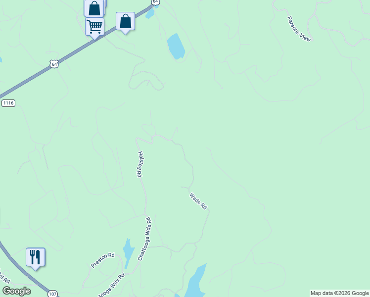 map of restaurants, bars, coffee shops, grocery stores, and more near 816 Wade Road in Cashiers