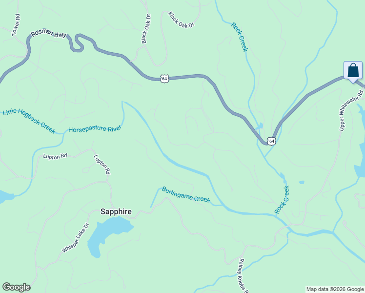 map of restaurants, bars, coffee shops, grocery stores, and more near 204 Rhododendron Court in Sapphire