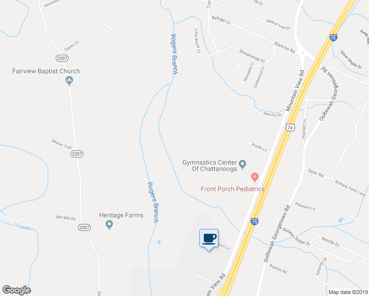 map of restaurants, bars, coffee shops, grocery stores, and more near 7001 Mountain View Road in Ooltewah