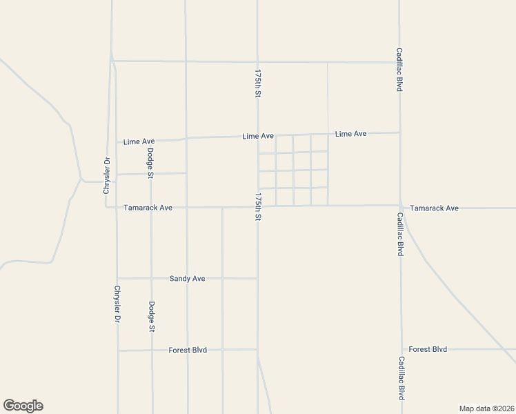 map of restaurants, bars, coffee shops, grocery stores, and more near 175th Street in Kern County