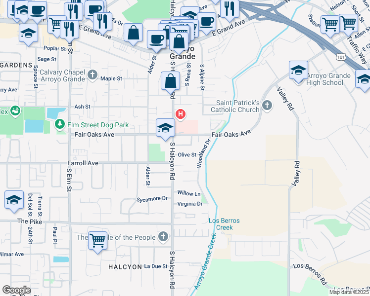 map of restaurants, bars, coffee shops, grocery stores, and more near 884 Todd Lane in Arroyo Grande
