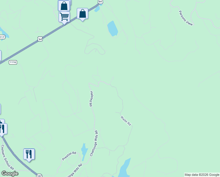 map of restaurants, bars, coffee shops, grocery stores, and more near 816 Wade Road in Cashiers